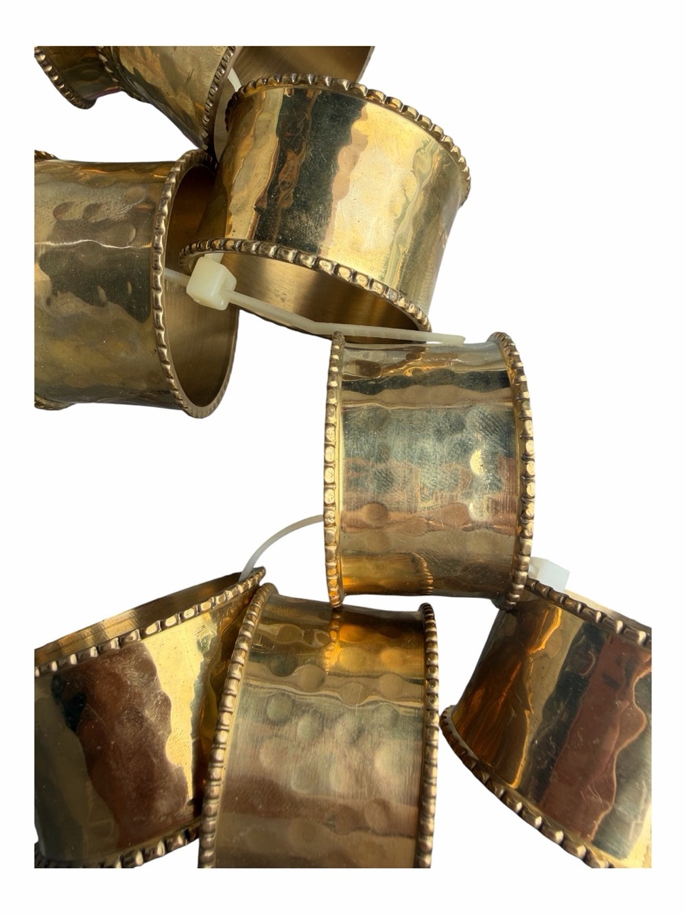 Hammered Metal Napkin Rings in Gold - Set of 6